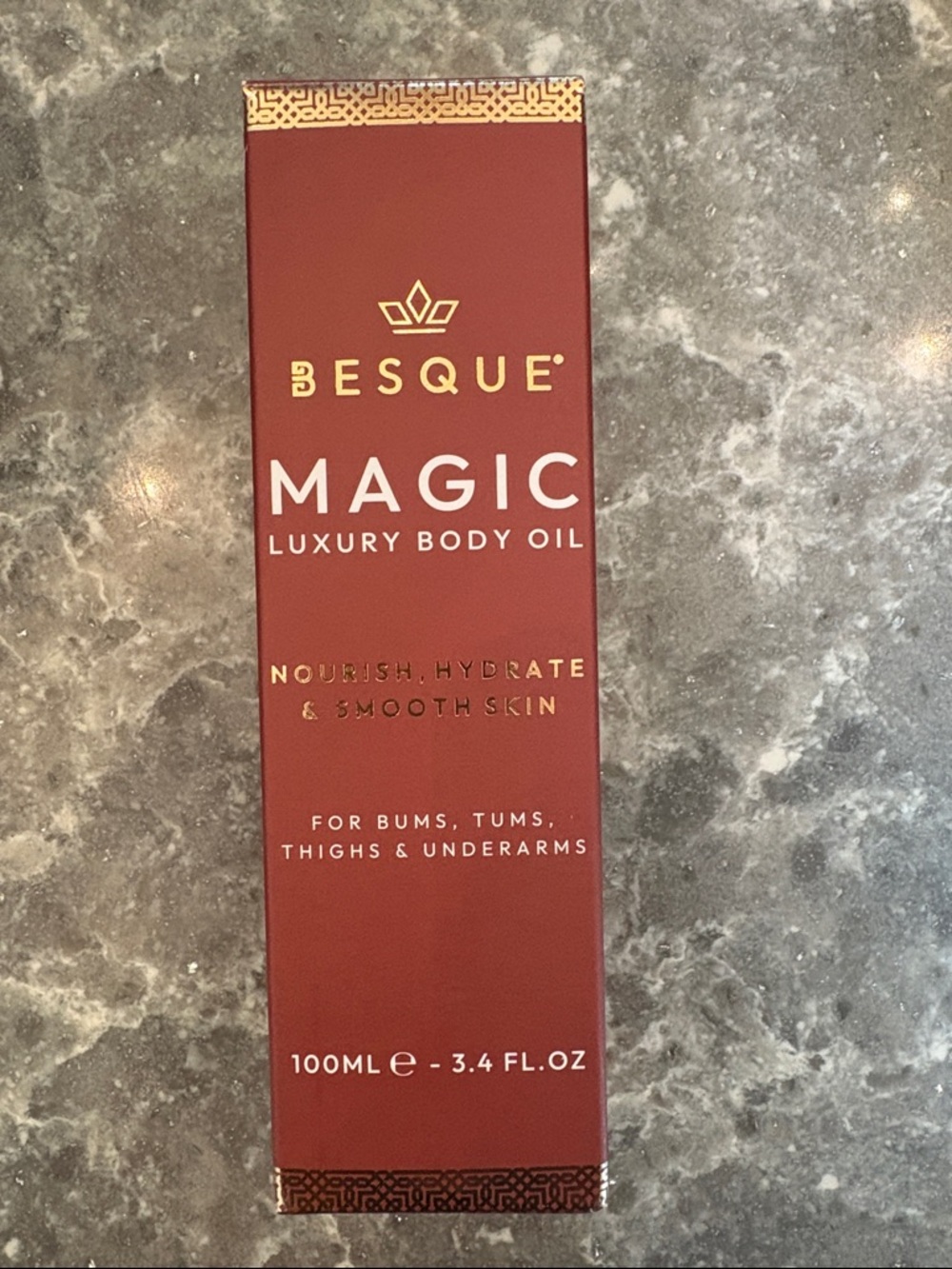 Besque Magic Luxury Body Oil — Deep Red Packaging